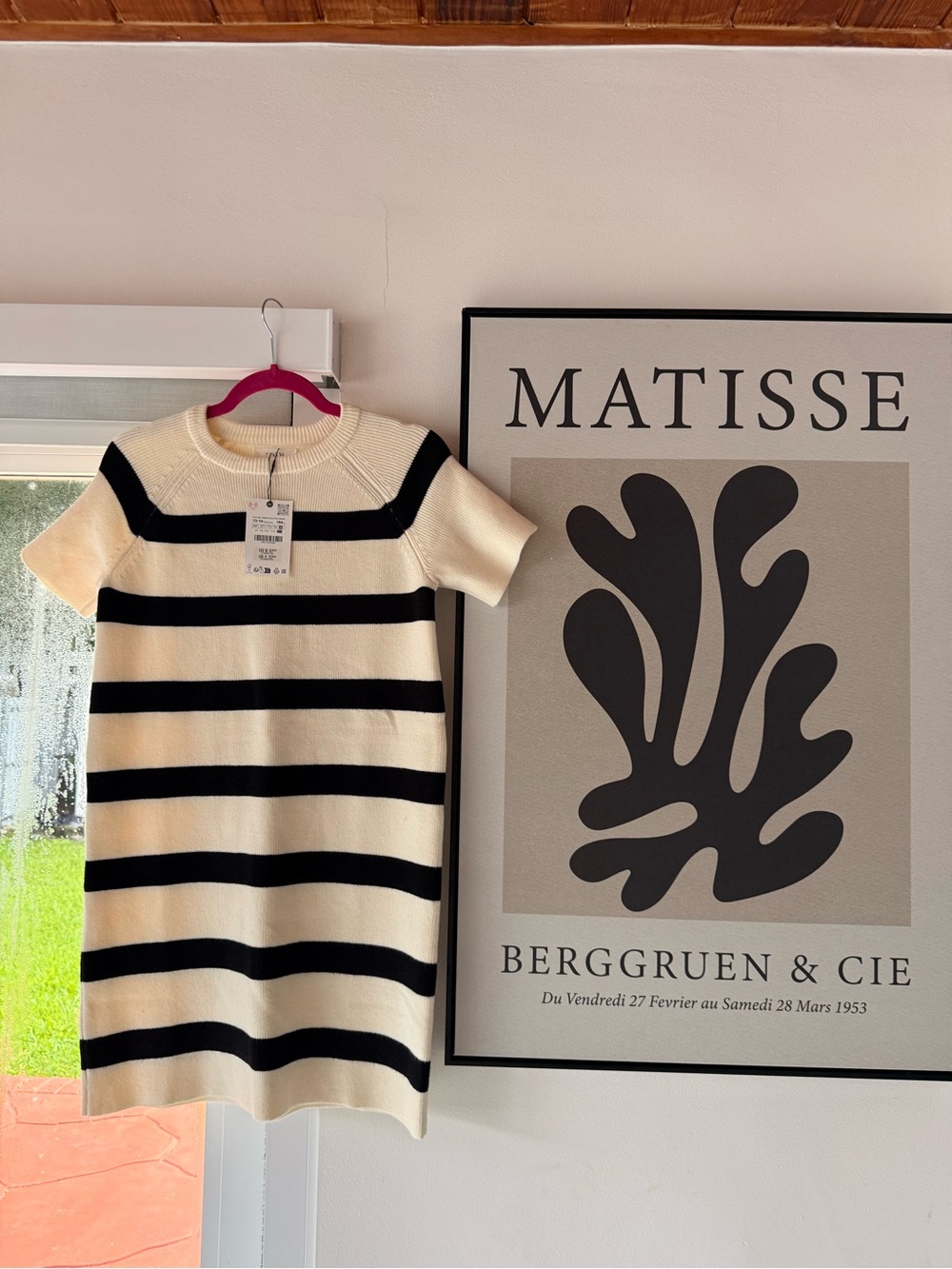 Zara Cream and Black Striped Knit Dress for Kids